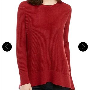 Eileen Fisher: High Low Merino Red Sweater